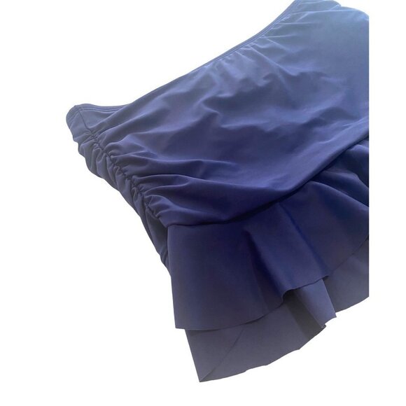 24th & Ocean Solid Mid Waist Skirted Swim Bottom Cheeky - Blue / XL - Picture 2 of 8